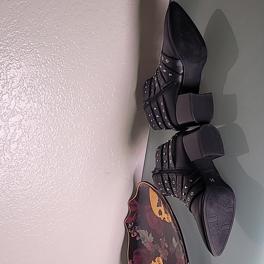 Studded Black Ankle Boots - Picture 5 of 10